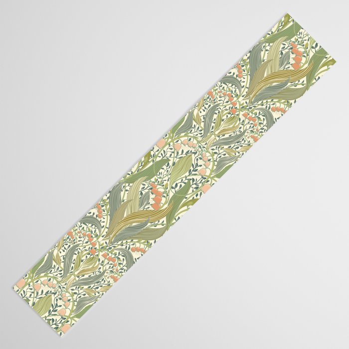 William Morris style lily of the valley light Table Runner Gallery Image 3