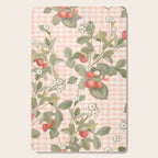 Vintage wild strawberries on cottage pink gingham pattern Cutting Board Gallery Image 1