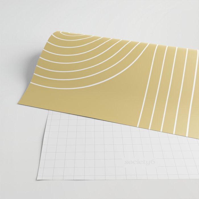 Minimal Line Curvature XXVIII Butter Yellow Mid Century Modern Arch Abstract Wrapping Paper Gallery Image 2