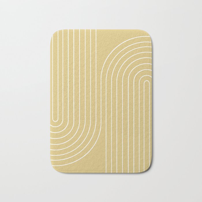 Minimal Line Curvature XXVIII Butter Yellow Mid Century Modern Arch Abstract Bath Mat Gallery Image 1