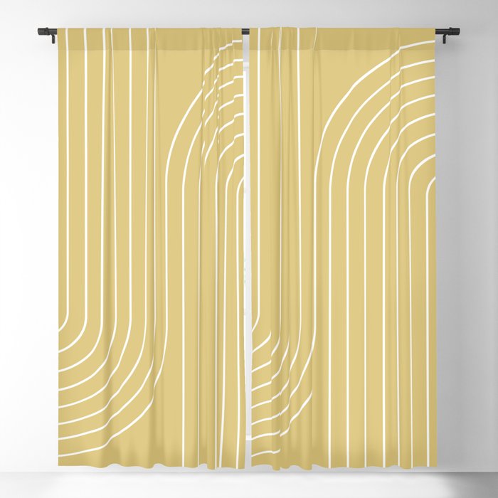 Minimal Line Curvature XXVIII Butter Yellow Mid Century Modern Arch Abstract Window Curtain Gallery Image 1