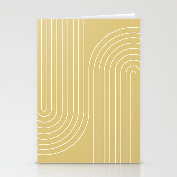 Minimal Line Curvature XXVIII Butter Yellow Mid Century Modern Arch Abstract Stationery Card Gallery Image 2