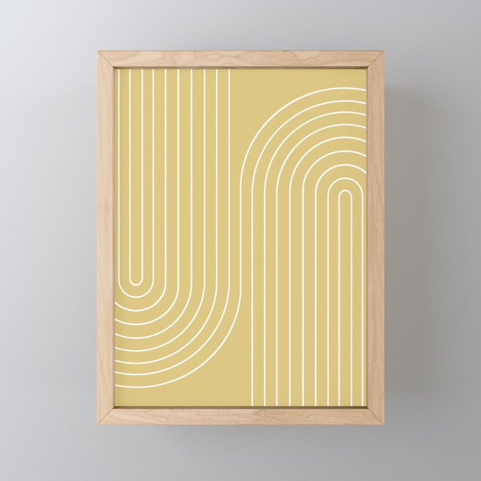Minimal Line Curvature XXVIII Butter Yellow Mid Century Modern Arch Abstract Mini Art Print Gallery Image 1
