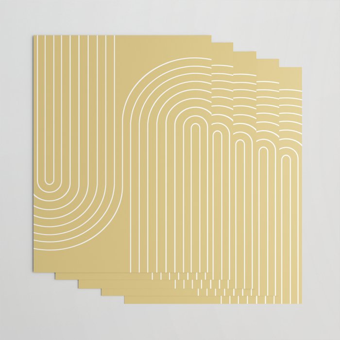 Minimal Line Curvature XXVIII Butter Yellow Mid Century Modern Arch Abstract Wrapping Paper Gallery Image 3