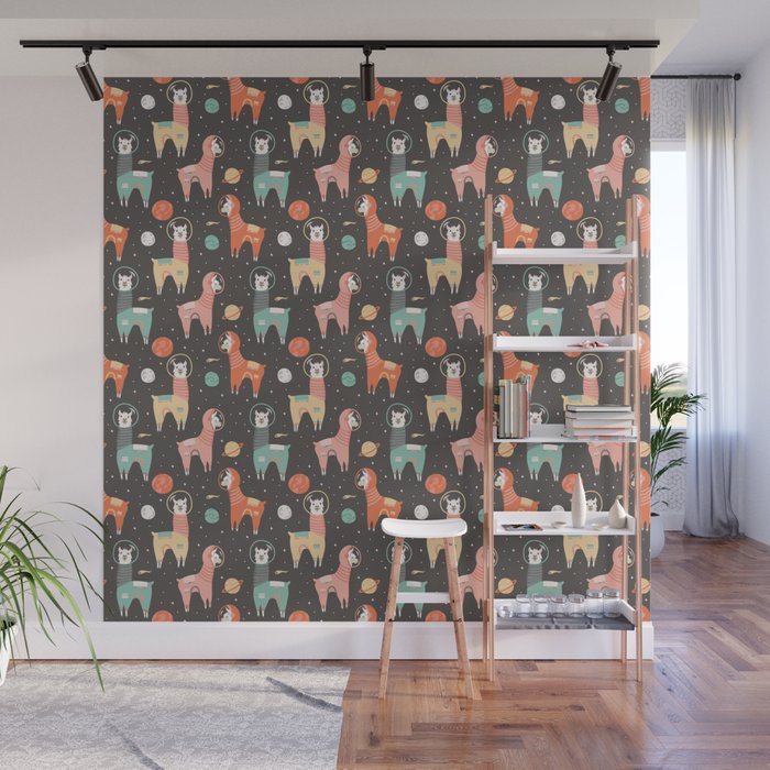 Astronaut Llamas in Space Wall Mural Gallery Image 1