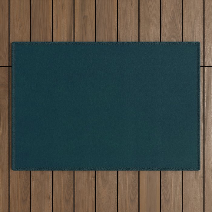 color trend petrol dark blue plain Outdoor Rug Gallery Image 1