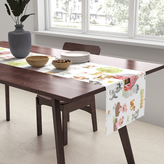 Watercolor Farm Animals Table Runner Gallery Image 2