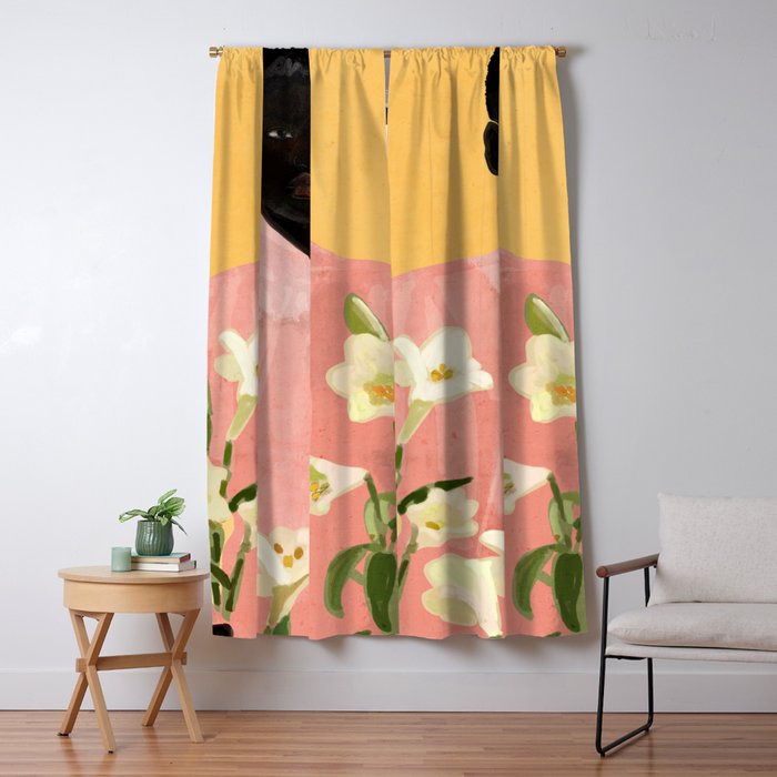 Girl Holding Flowers 2 Window Curtain Gallery Image 5