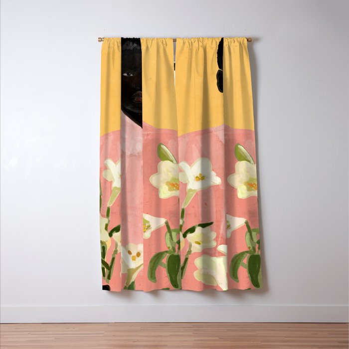Girl Holding Flowers 2 Window Curtain Gallery Image 3