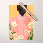 Girl Holding Flowers 2 Wrapping Paper Gallery Image 1
