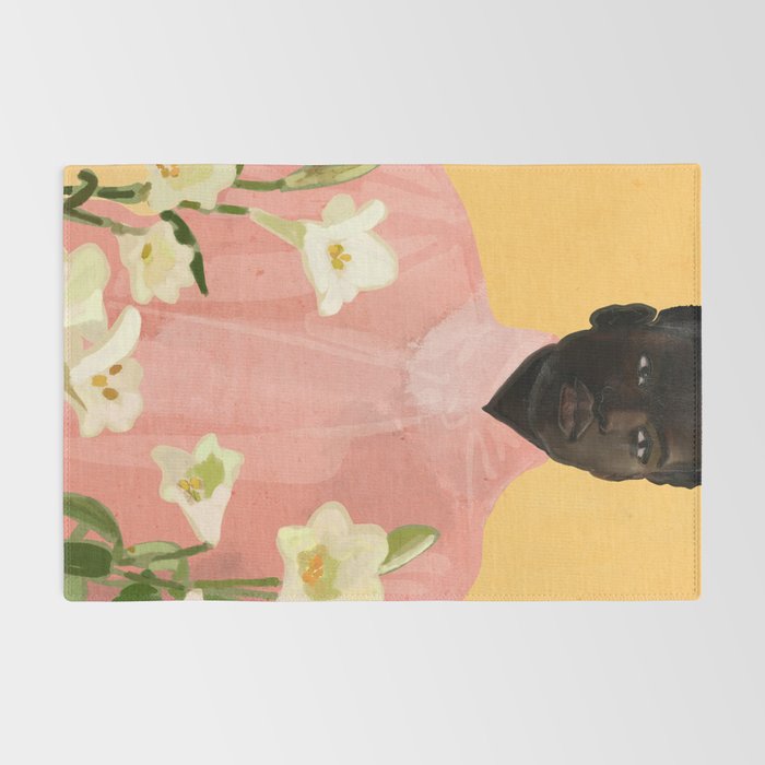 Girl Holding Flowers 2 Rug Gallery Image 2
