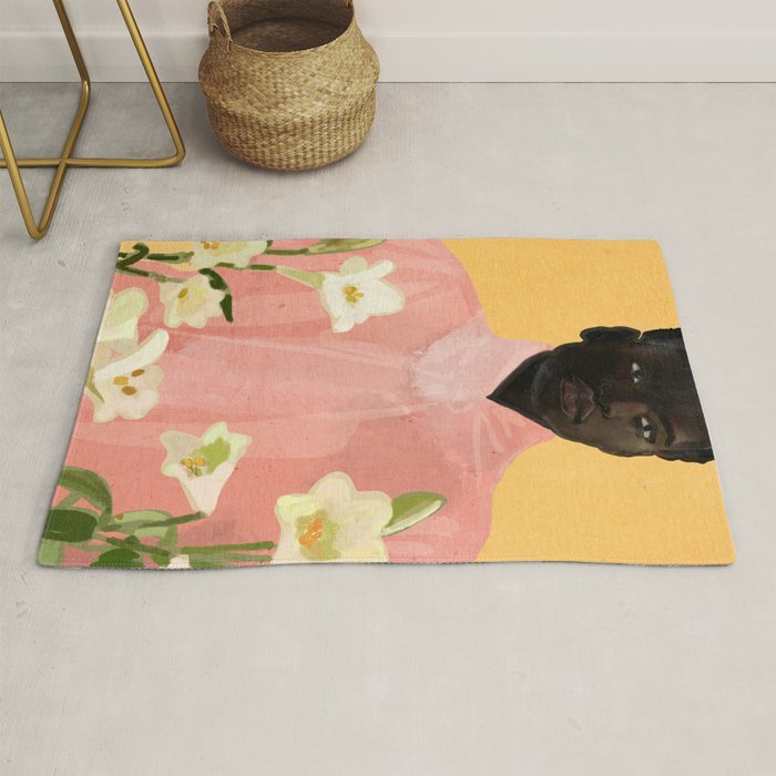 Girl Holding Flowers 2 Rug Gallery Image 1
