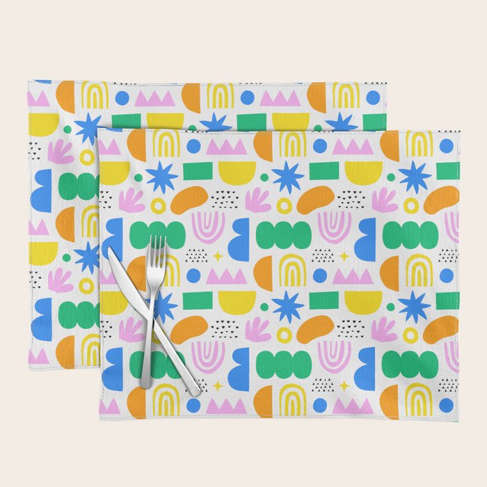 Colorful abstract organic shape art pattern Placemat Gallery Image 1