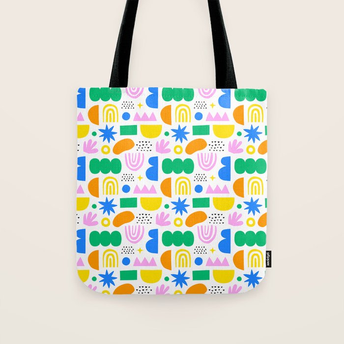 Colorful abstract organic shape art pattern Tote Bag Gallery Image 1