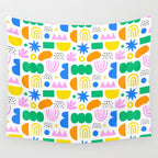 Colorful abstract organic shape art pattern Wall Tapestry Gallery Image 4