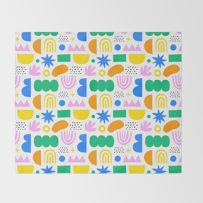 Colorful abstract organic shape art pattern Throw Blanket Gallery Image 2