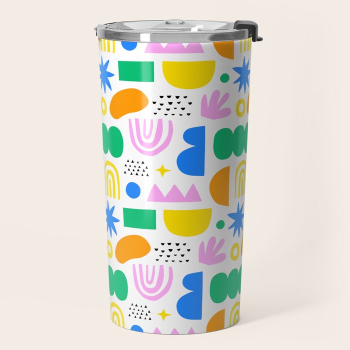 Colorful abstract organic shape art pattern Travel Mug Gallery Image 2