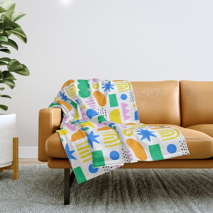 Colorful abstract organic shape art pattern Throw Blanket Gallery Image 1