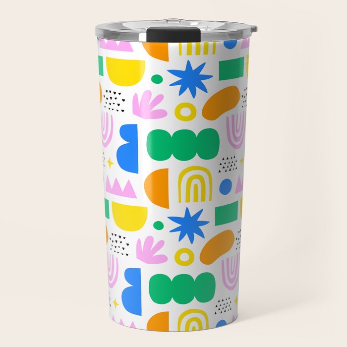Colorful abstract organic shape art pattern Travel Mug Gallery Image 1