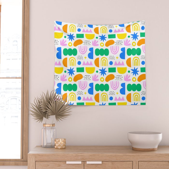 Colorful abstract organic shape art pattern Wall Tapestry Gallery Image 2