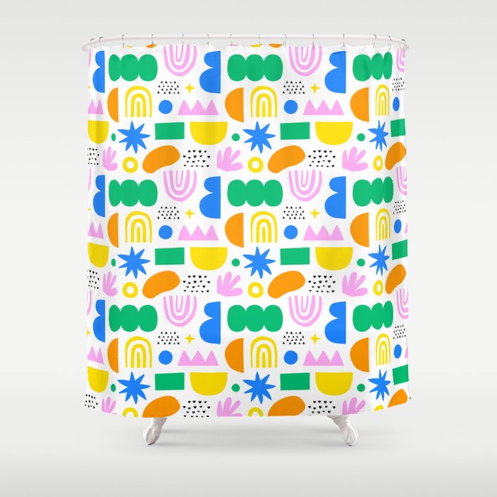 Colorful abstract organic shape art pattern Shower Curtain Gallery Image 1