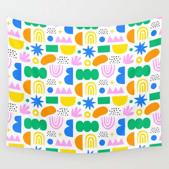 Colorful abstract organic shape art pattern Wall Tapestry Gallery Image 1