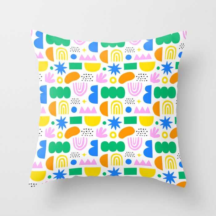 Colorful abstract organic shape art pattern Throw Pillow Gallery Image 1