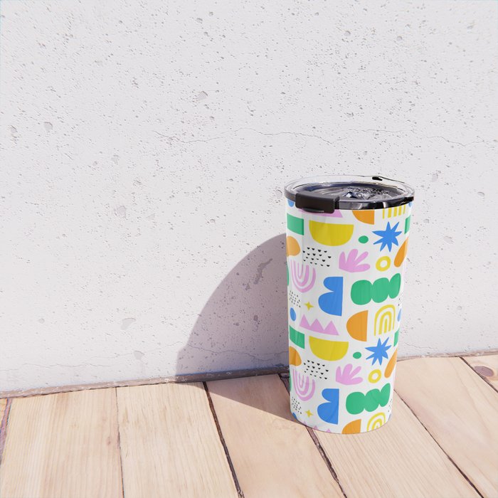 Colorful abstract organic shape art pattern Travel Mug Gallery Image 4