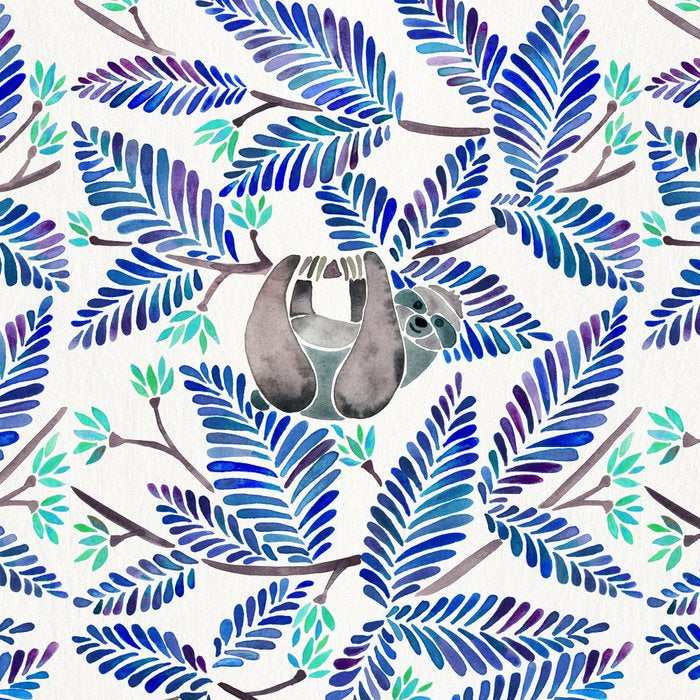 Happy Sloth - Tropical Blue Leaves Coffee Mug Gallery Image 2