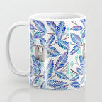 Happy Sloth - Tropical Blue Leaves Coffee Mug Gallery Image 3