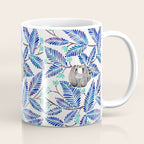 Happy Sloth - Tropical Blue Leaves Coffee Mug Gallery Image 1