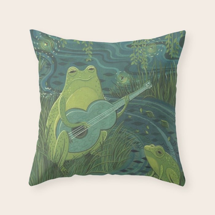 Serenade Of A Frog Throw Pillow Gallery Image 1