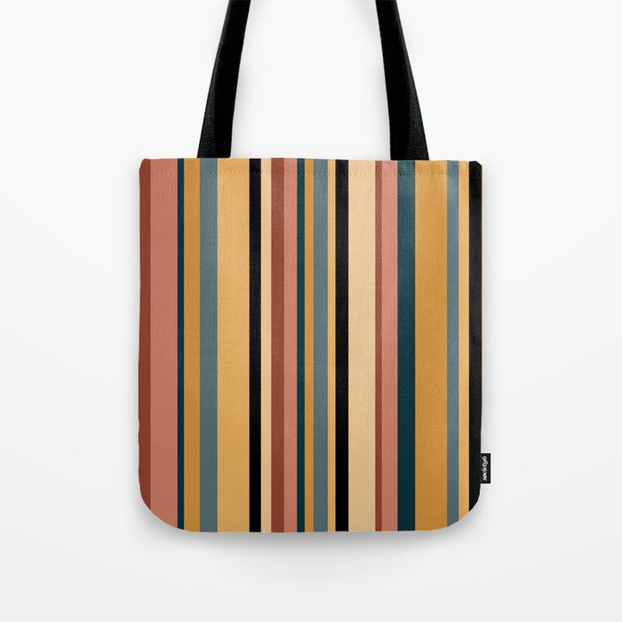 Classic Stripes X - Vintage Neutral Tote Bag Gallery Image 1