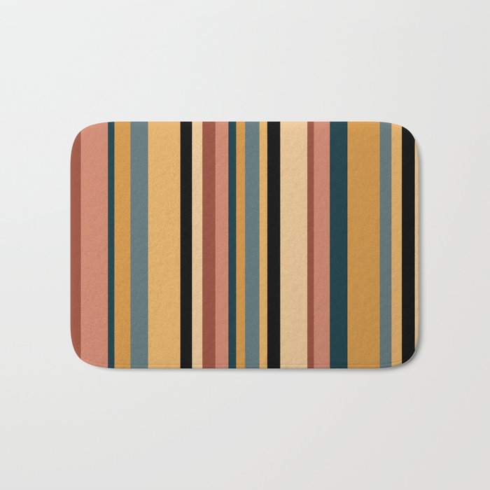 Classic Stripes X - Vintage Neutral Bath Mat Gallery Image 1
