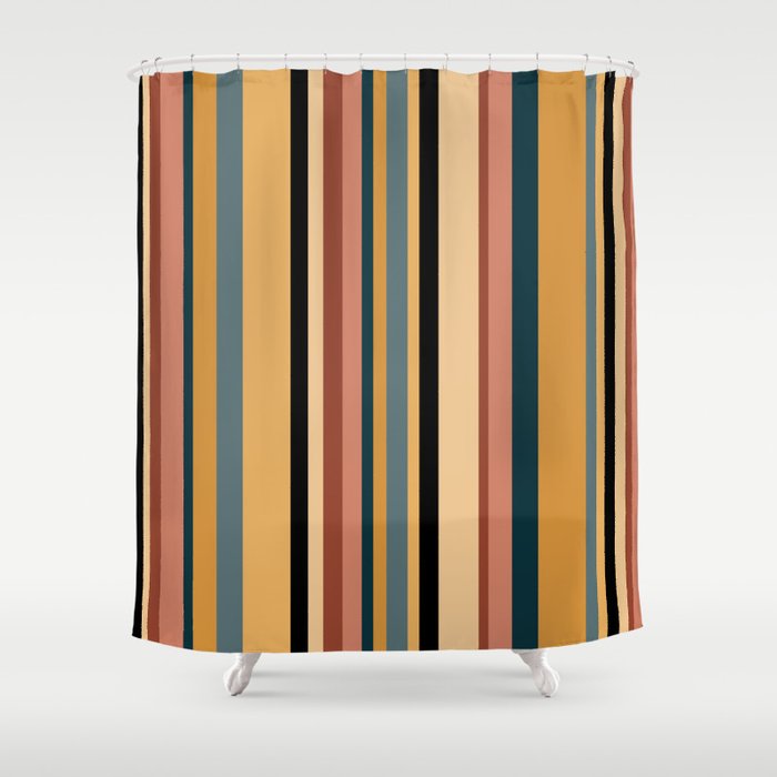 Classic Stripes X - Vintage Neutral Shower Curtain Gallery Image 1