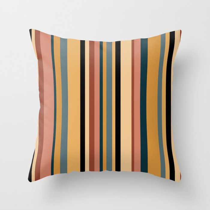 Classic Stripes X - Vintage Neutral Throw Pillow Gallery Image 6