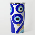 Evil Eye Charms on White Travel Mug Gallery Image 1