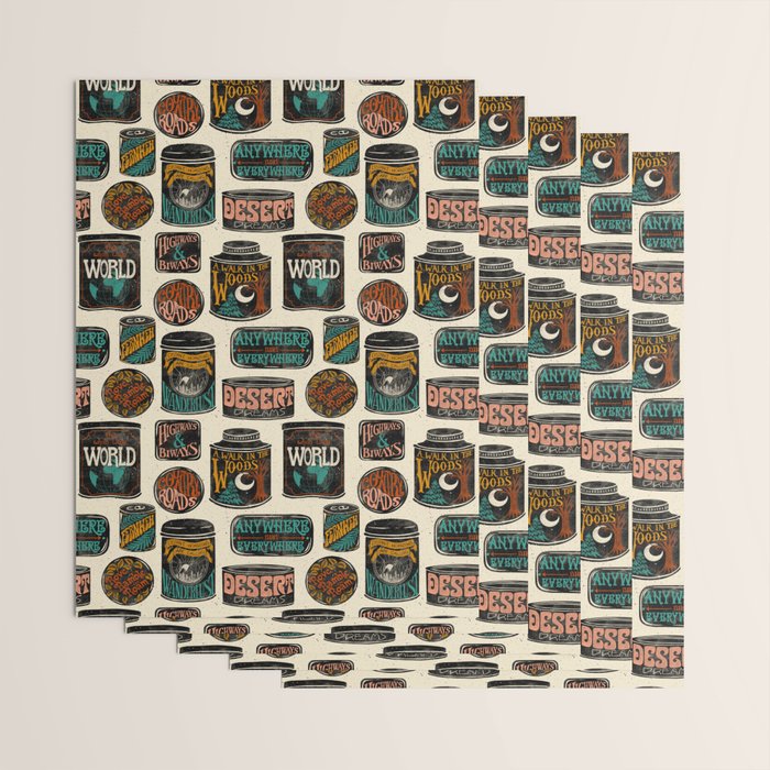Vagabondâs Cupboard - black and cream with red, gold, teal, and peach Wrapping Paper Gallery Image 3