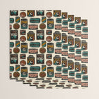 Vagabondâs Cupboard - black and cream with red, gold, teal, and peach Wrapping Paper Gallery Image 3