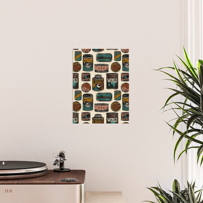 Vagabondâs Cupboard - black and cream with red, gold, teal, and peach Poster Gallery Image 2