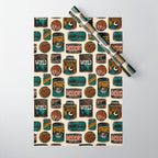Vagabondâs Cupboard - black and cream with red, gold, teal, and peach Wrapping Paper Gallery Image 1