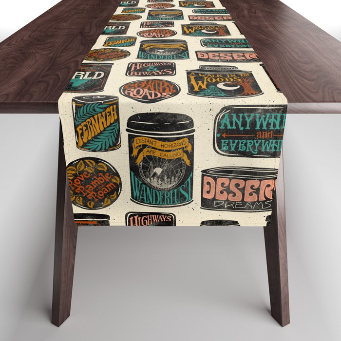 Vagabondâs Cupboard - black and cream with red, gold, teal, and peach Table Runner Gallery Image 1
