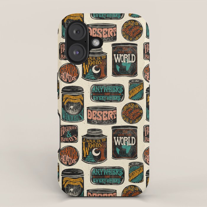 Vagabondâs Cupboard - black and cream with red, gold, teal, and peach iPhone Case Gallery Image 1