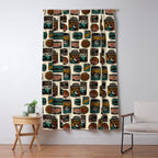 Vagabondâs Cupboard - black and cream with red, gold, teal, and peach Window Curtain Gallery Image 5