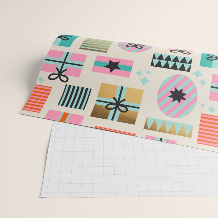 Retro Geometric Christmas gift Pattern 2 Wrapping Paper Gallery Image 2