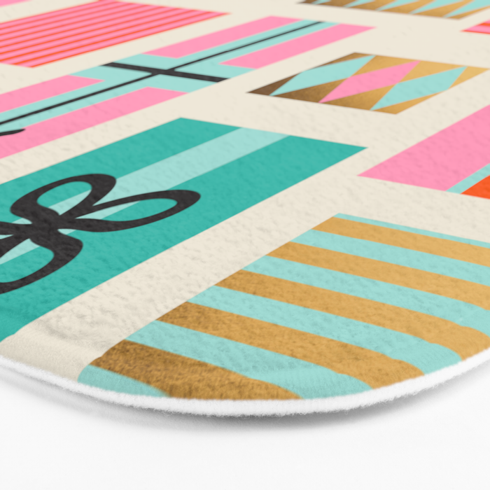 Retro Geometric Christmas gift Pattern 2 Bath Mat Gallery Image 3