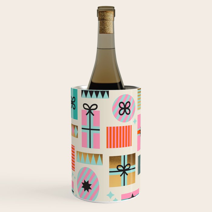 Retro Geometric Christmas gift Pattern 2 Wine Chiller Gallery Image 1