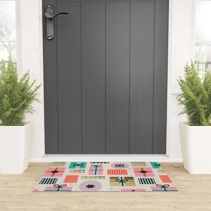 Retro Geometric Christmas gift Pattern 2 Welcome Mat Gallery Image 3