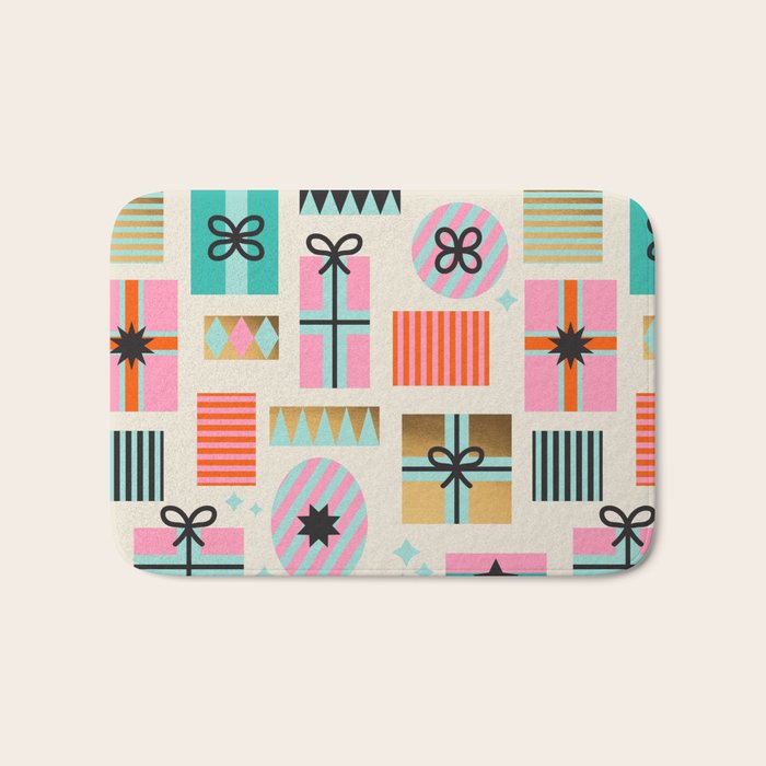 Retro Geometric Christmas gift Pattern 2 Bath Mat Gallery Image 1