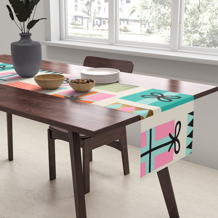 Retro Geometric Christmas gift Pattern 2 Table Runner Gallery Image 2